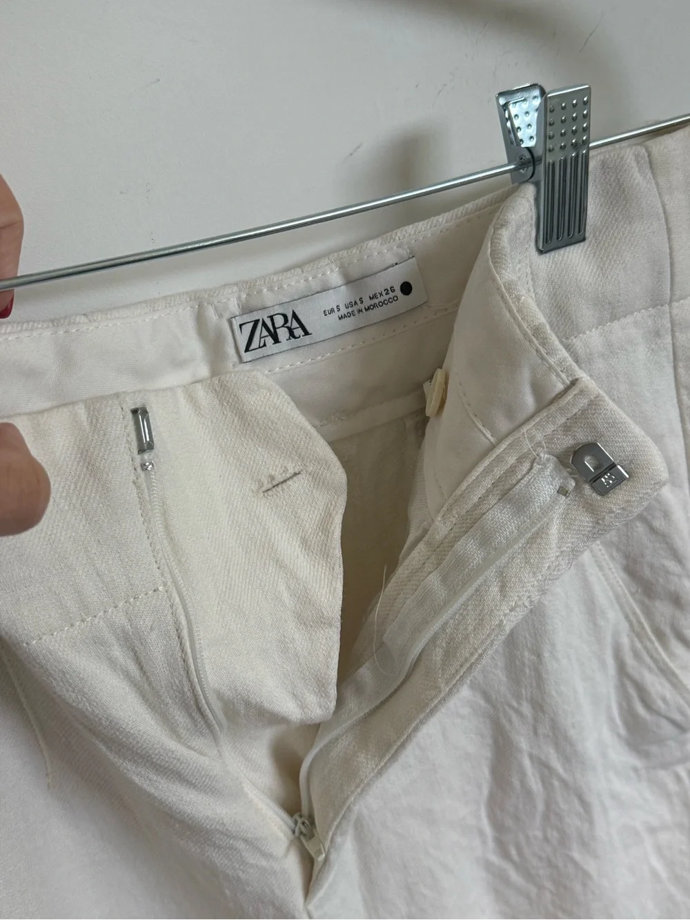 Zara Cream High-Waist Wide-Leg Linen Trousers